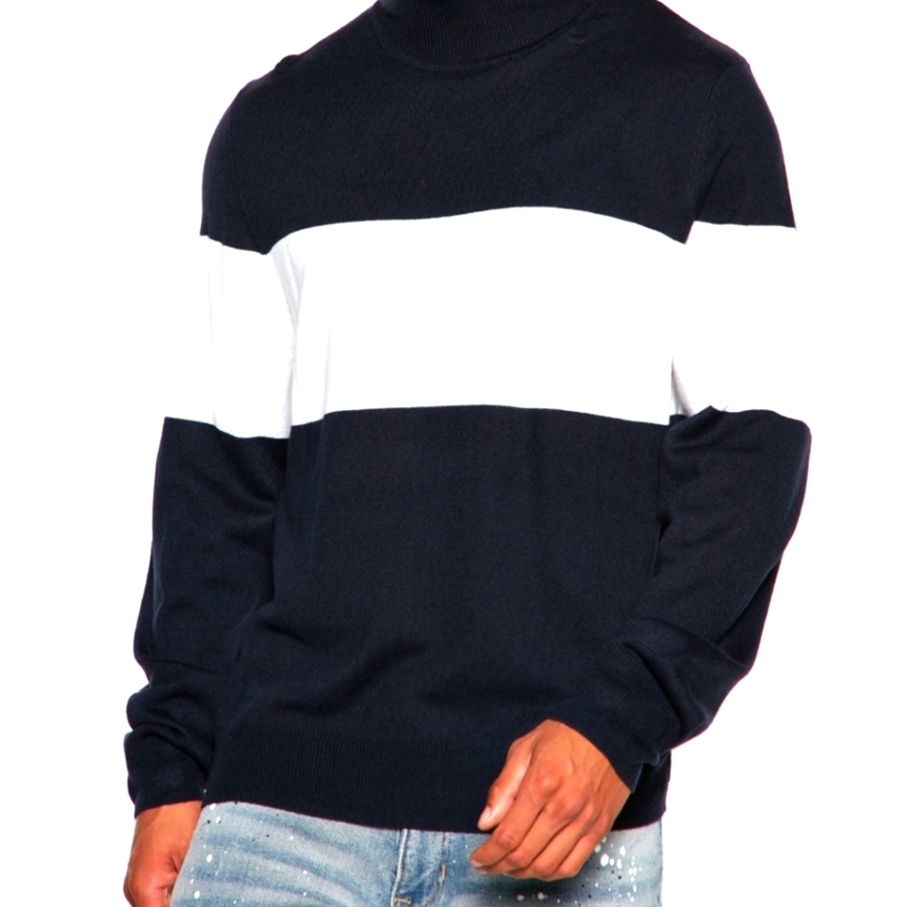Navy & White Striped Sweater